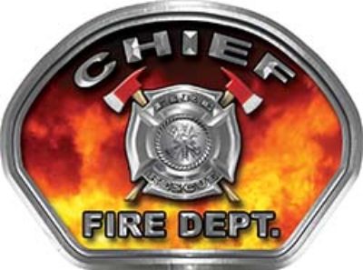 
	Chief Fire Fighter, EMS, Rescue Helmet Face Decal Reflective in Real Fire

