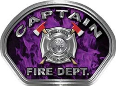  
	Captain Fire Fighter, EMS, Rescue Helmet Face Decal Reflective in Inferno Purple 
