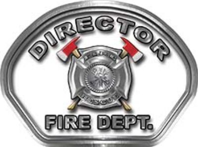 
	Director Fire Fighter, EMS, Rescue Helmet Face Decal Reflective in White 

