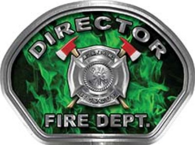 
	Director Fire Fighter, EMS, Rescue Helmet Face Decal Reflective in Inferno Green 

