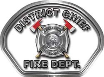  
	District Chief Fire Fighter, EMS, Rescue Helmet Face Decal Reflective in White 
