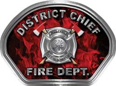  
	District Chief Fire Fighter, EMS, Rescue Helmet Face Decal Reflective in Inferno Red 
