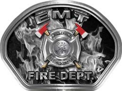  
	EMT Fire Fighter, EMS, Rescue Helmet Face Decal Reflective in Inferno Gray 
