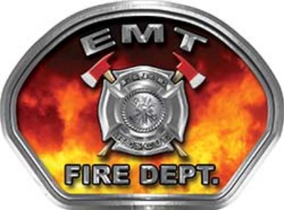  
	EMT Fire Fighter, EMS, Rescue Helmet Face Decal Reflective in Real Fire 
