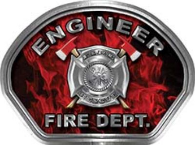  
	Engineer Fire Fighter, EMS, Rescue Helmet Face Decal Reflective in Inferno Red 
