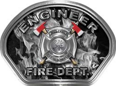  
	Engineer Fire Fighter, EMS, Rescue Helmet Face Decal Reflective in Inferno Gray 
