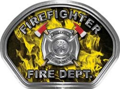  
	Firefighter Fire Fighter, EMS, Rescue Helmet Face Decal Reflective in Inferno Yellow 
