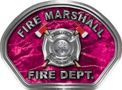  
	Fire Marshall Fire Fighter, EMS, Rescue Helmet Face Decal Reflective in Pink Camo 
