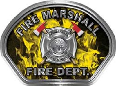  
	Fire Marshall Fire Fighter, EMS, Rescue Helmet Face Decal Reflective in Inferno Yellow 
