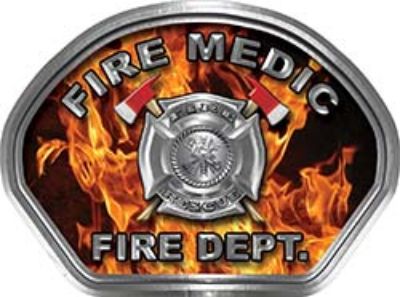 
	Fire Medic Fire Fighter, EMS, Rescue Helmet Face Decal Reflective in Inferno Real Flames 
