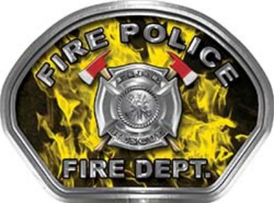  
	Fire Police Fire Fighter, EMS, Rescue Helmet Face Decal Reflective in Inferno Yellow 
