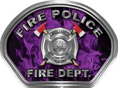  
	Fire Police Fire Fighter, EMS, Rescue Helmet Face Decal Reflective in Inferno Purple 

