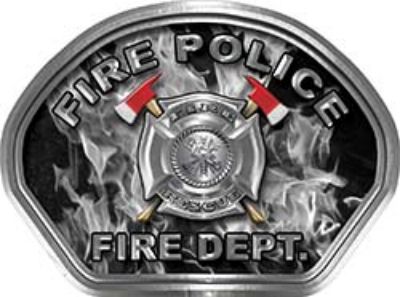 
	Fire Police Fire Fighter, EMS, Rescue Helmet Face Decal Reflective in Inferno Gray 

