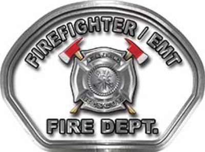  
	Firefighter EMT Fire Fighter, EMS, Rescue Helmet Face Decal Reflective in White 

