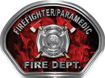  
	Firefighter PARAMEDIC Fire Fighter, EMS, Rescue Helmet Face Decal Reflective in Inferno Red 
