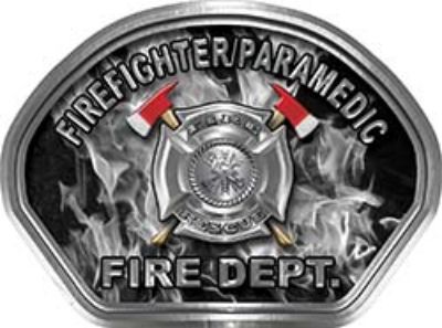  
	Firefighter PARAMEDIC Fire Fighter, EMS, Rescue Helmet Face Decal Reflective in Inferno Gray 
