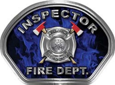  
	Inspector Fire Fighter, EMS, Rescue Helmet Face Decal Reflective in Inferno Blue 
