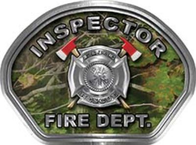  
	Inspector Fire Fighter, EMS, Rescue Helmet Face Decal Reflective in Real Camo 
