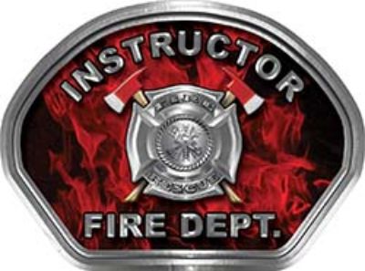  
	Instructor Fire Fighter, EMS, Rescue Helmet Face Decal Reflective in Inferno Red 
