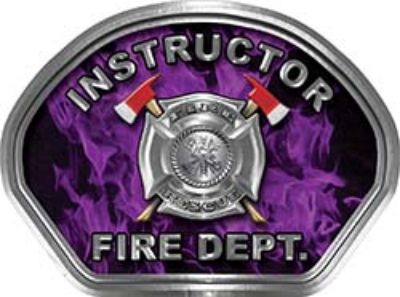  
	Instructor Fire Fighter, EMS, Rescue Helmet Face Decal Reflective in Inferno Purple 
