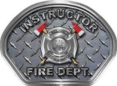  
	Instructor Fire Fighter, EMS, Rescue Helmet Face Decal Reflective With Diamond Plate 
