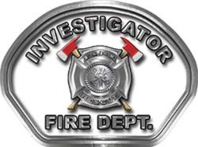  
	Investigator Fire Fighter, EMS, Rescue Helmet Face Decal Reflective in White 
