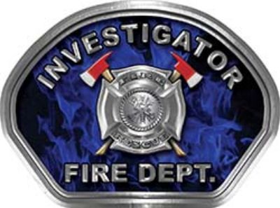  
	Investigator Fire Fighter, EMS, Rescue Helmet Face Decal Reflective in Inferno Blue 
