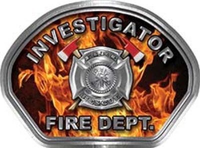  
	Investigator Fire Fighter, EMS, Rescue Helmet Face Decal Reflective in Inferno Real Flames 
