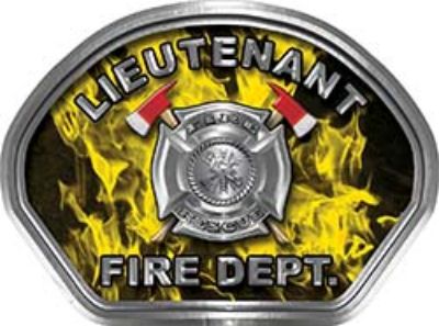  
	Lieutenant Fire Fighter, EMS, Rescue Helmet Face Decal Reflective in Inferno Yellow 
