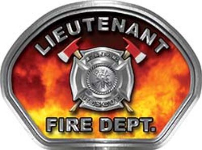  
	Lieutenant Fire Fighter, EMS, Rescue Helmet Face Decal Reflective in Real Fire 
