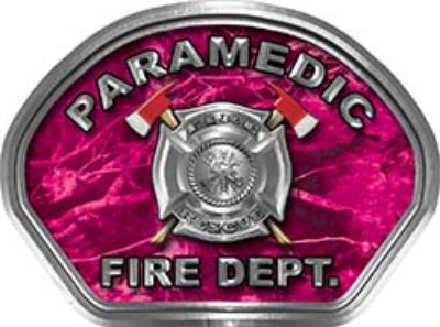  
	Paramedic Fire Fighter, EMS, Rescue Helmet Face Decal Reflective in Pink Camo 
