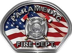  
	Paramedic Fire Fighter, EMS, Rescue Helmet Face Decal Reflective With American Flag 
