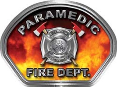  
	Paramedic Fire Fighter, EMS, Rescue Helmet Face Decal Reflective in Real Fire 
