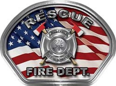  
	Rescue Fire Fighter, EMS, Rescue Helmet Face Decal Reflective With American Flag 
