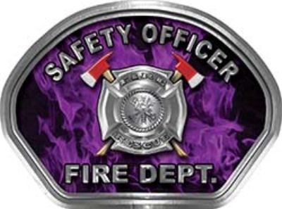  
	Safety Officer Fire Fighter, EMS, Rescue Helmet Face Decal Reflective in Inferno Purple 
