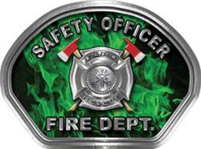  
	Safety Officer Fire Fighter, EMS, Rescue Helmet Face Decal Reflective in Inferno Green 
