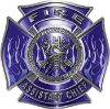 
	Fire Assistant Chief Maltese Cross with Flames Fire Fighter Decal in Blue