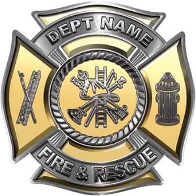 
	Custom Personalized Fire Fighter Decal with Fire Scramble in Gold
