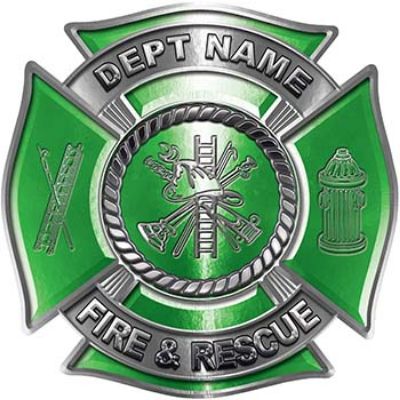 
	Custom Personalized Fire Fighter Decal with Fire Scramble in Green
