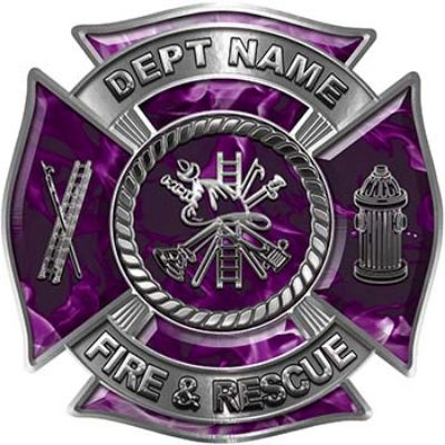 
	Custom Personalized Fire Fighter Decal with Fire Scramble in Purple Inferno
