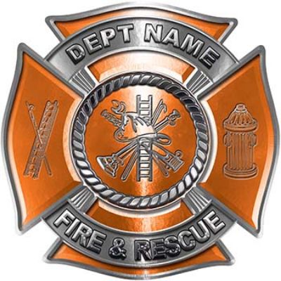 
	Custom Personalized Fire Fighter Decal with Fire Scramble in Orange
