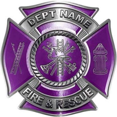 
	Custom Personalized Fire Fighter Decal with Fire Scramble in Purple
