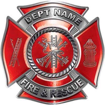 
	Custom Personalized Fire Fighter Decal with Fire Scramble in Red
