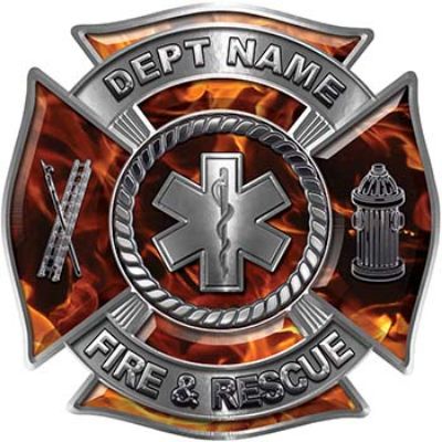 
	Custom Personalized Fire Fighter Decal with Star of Life in Inferno