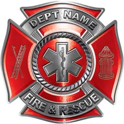 
	Custom Personalized Fire Fighter Decal with Star of Life in Red