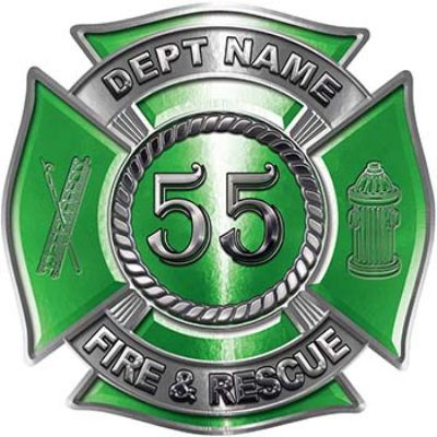 
	Personalized Fire Fighter Decal with Your Number in Green