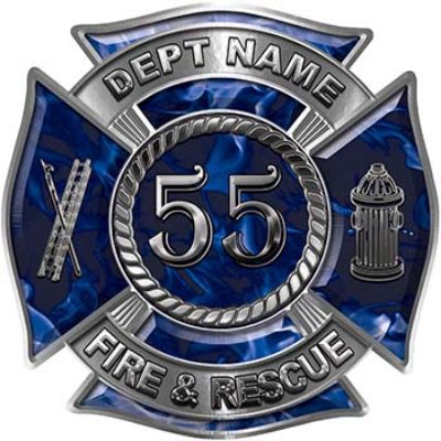 
	Personalized Fire Fighter Decal with Your Number in Blue Inferno