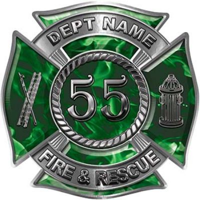 
	Personalized Fire Fighter Decal with Your Number in Green Inferno