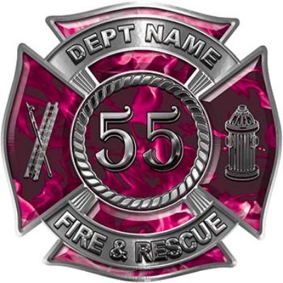 
	Personalized Fire Fighter Decal with Your Number in Pink Inferno