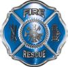 
	Traditional Fire Rescue Fire Fighter Maltese Cross Sticker / Decal in Blue
